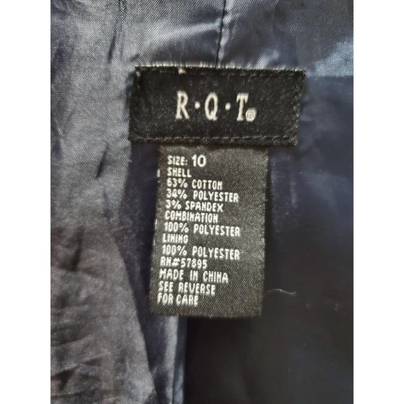 R.Q.T Women's Denim Blue Cotton Faux Leather Buttons Front Casual Jacket Size 10 - Picture 7 of 10
